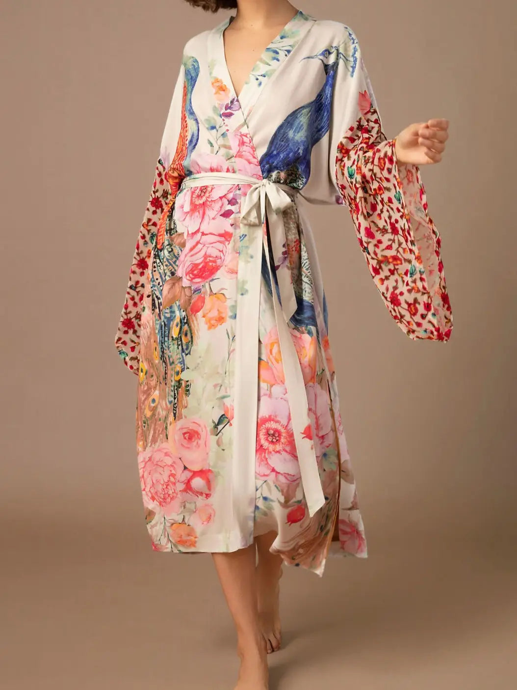 Peacock and Floral Kimono