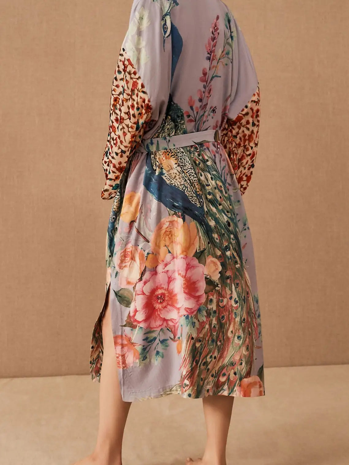 Peacock and Floral Kimono