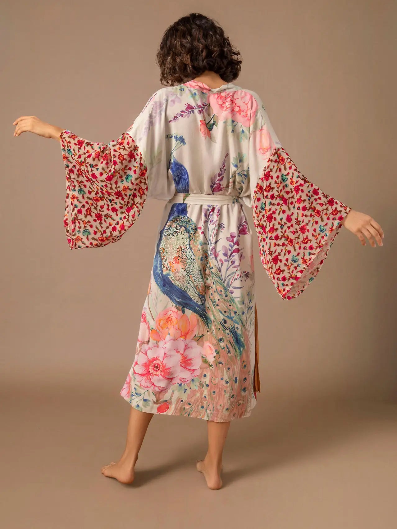 Peacock and Floral Kimono