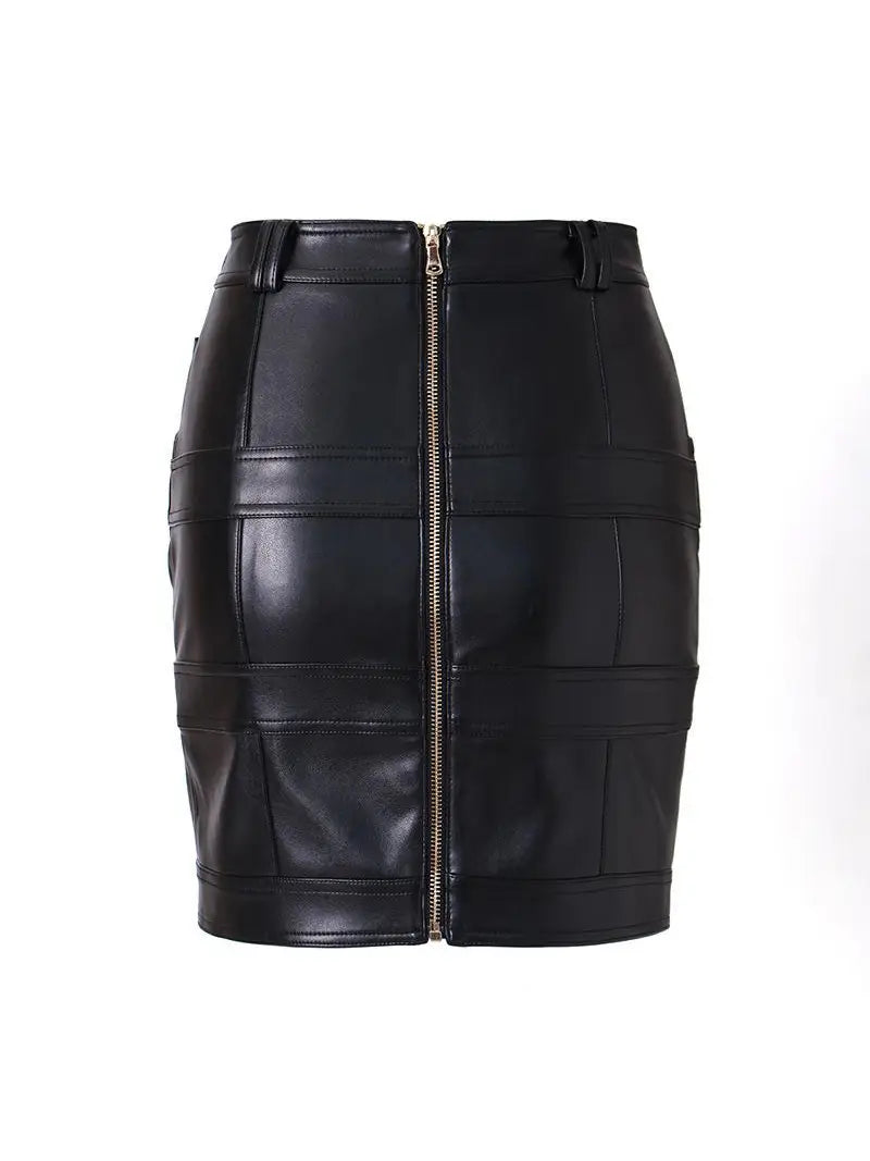 Giselle Black High Waisted Faux Leather Mini Skirt