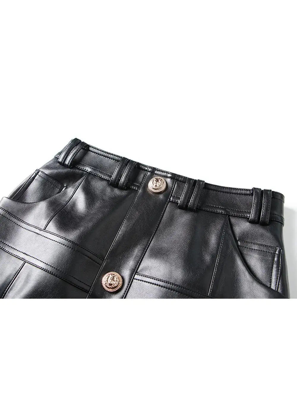 Giselle Black High Waisted Faux Leather Mini Skirt
